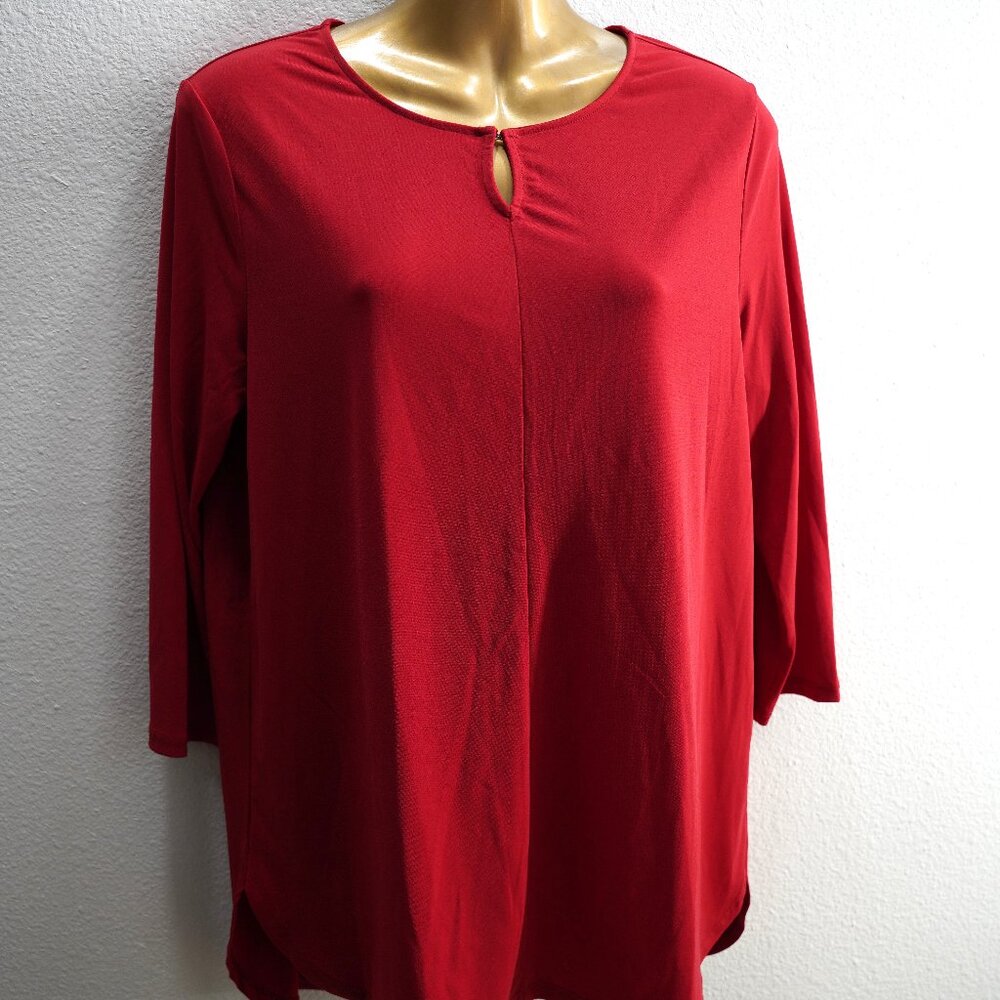 Chico's red jersey peeka boo tunic top size 1